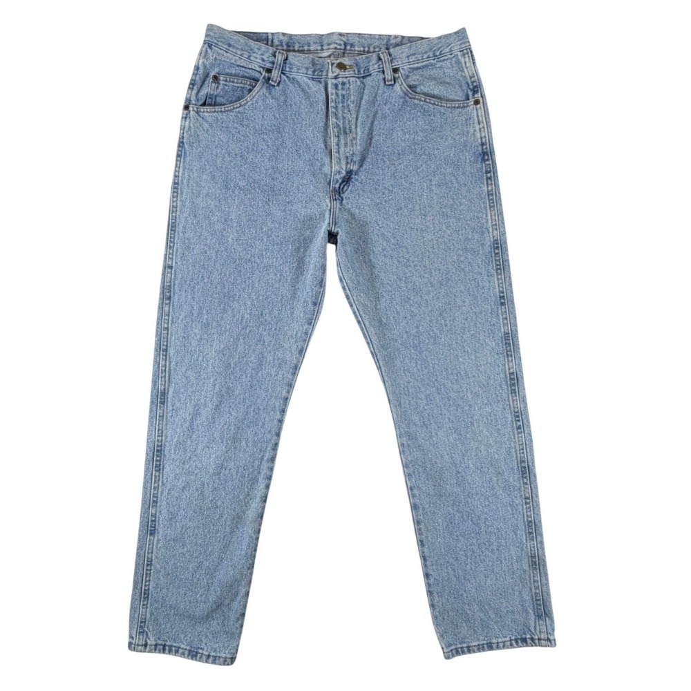 Wrangler Hero Authentic Jeans Mens 38x32 Light Wash Blue Straight Leg Fits 36